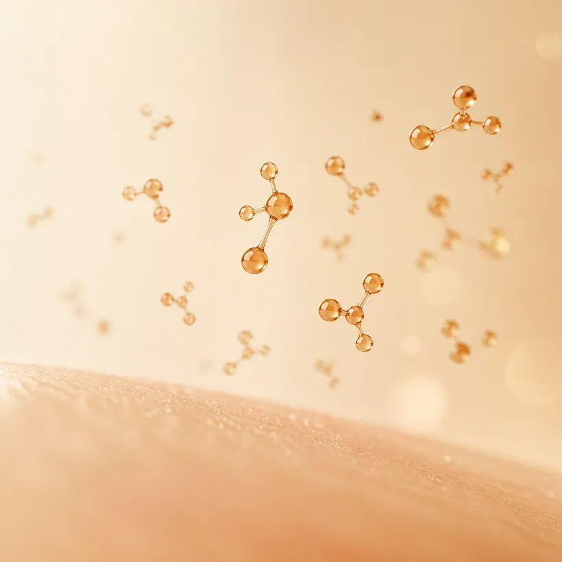 Illustration of nonenal molecules drifting off the skin