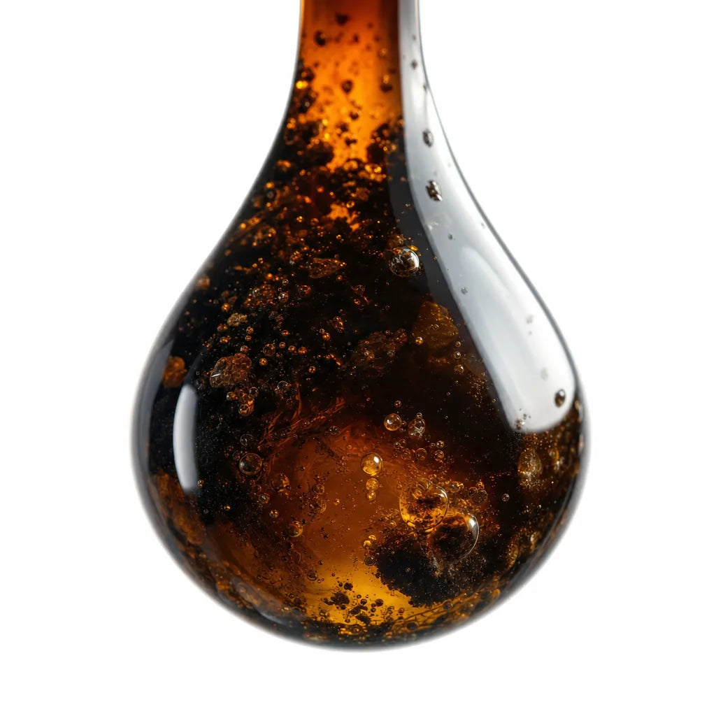 Macro photograph of humic and fulvic trace mineral matter