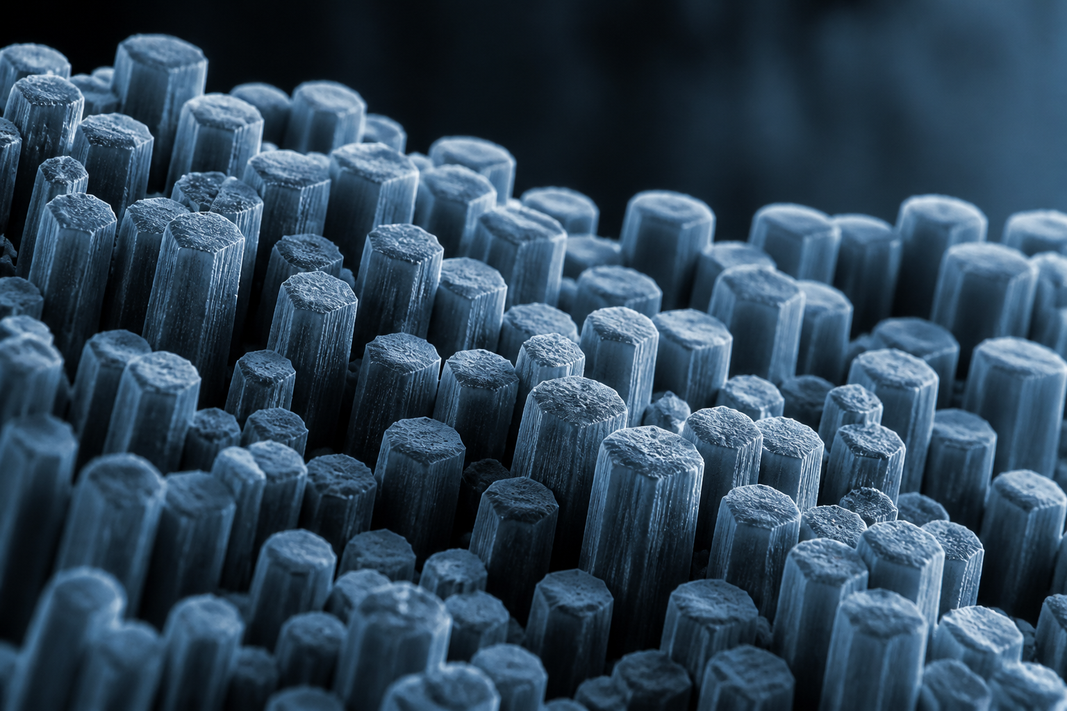 Close view of enamel crystal structure