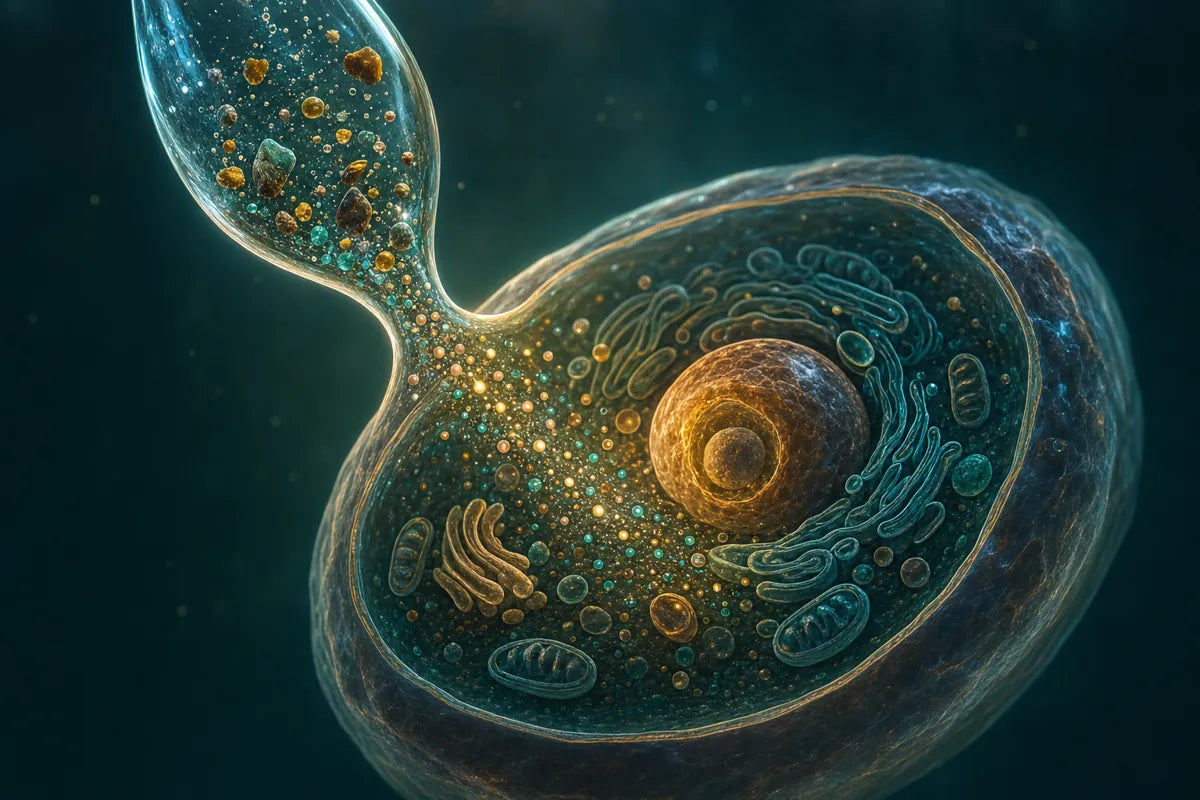 Trace minerals being carried into a cell.
